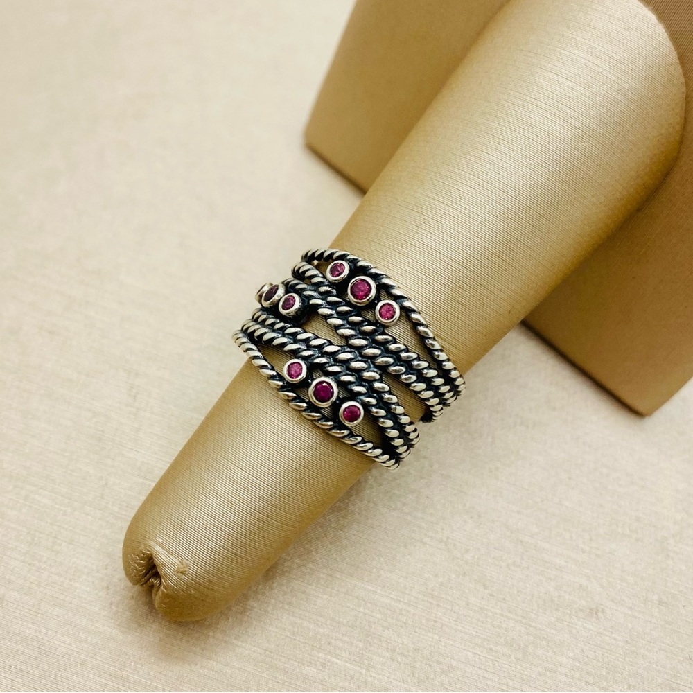EUC Pandora 190863RHL 925 Sterling Silver Hidden Romance Ring w/ Rhodolite Stone - Picture 5 of 17